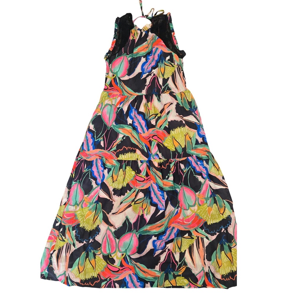 Self Contrast Los Angeles Tropical Floral Mesh Tiered Maxi Dress NWT XS